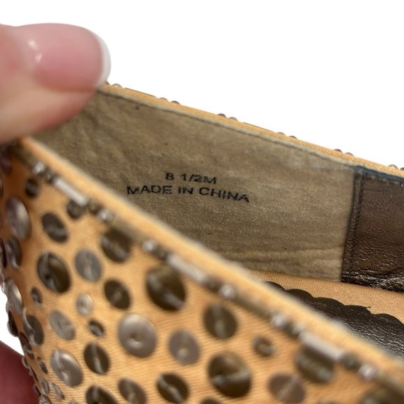 Beverly Feldman Gold Rhinestone and Sequin Bow Ballet Flats Sz. 8.5 Vintage - Picture 10 of 10